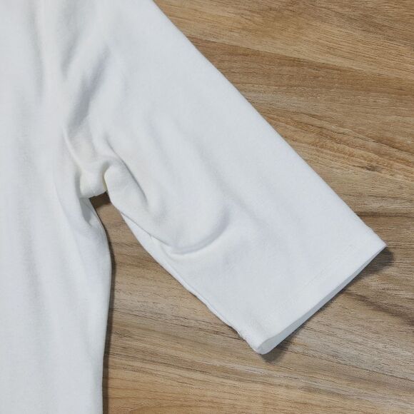 💜A New Day Cream Turtleneck Elbow Sleeve Top Small - Picture 8 of 11